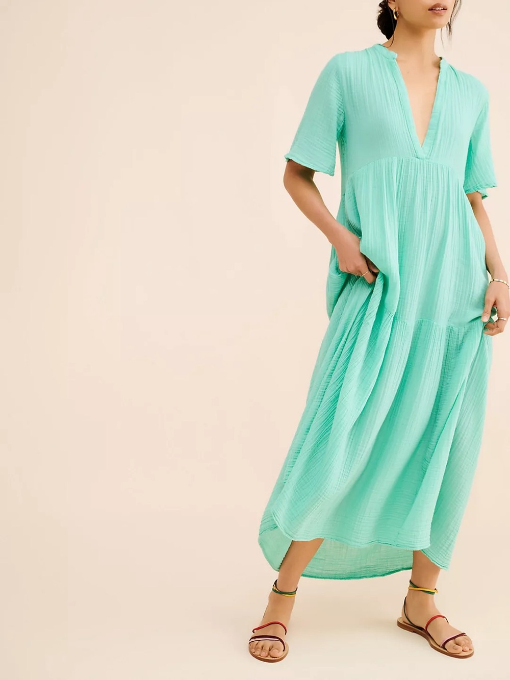 Anthro Tiered Gauze Midi Dress